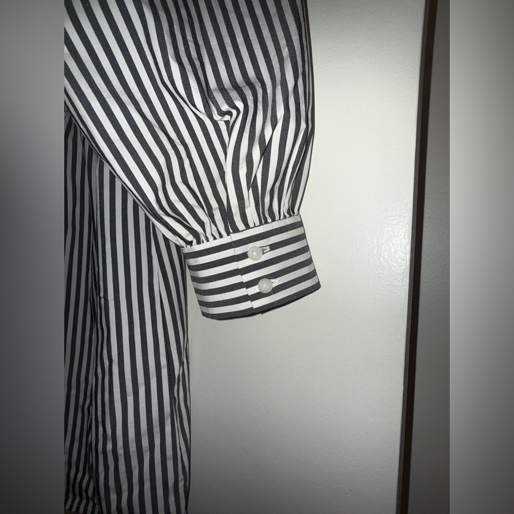 EXPRESS  Striped Fitted Poplin Long Sleeve Mini Shirt Dress SIZE: SMALL - Picture 5 of 10